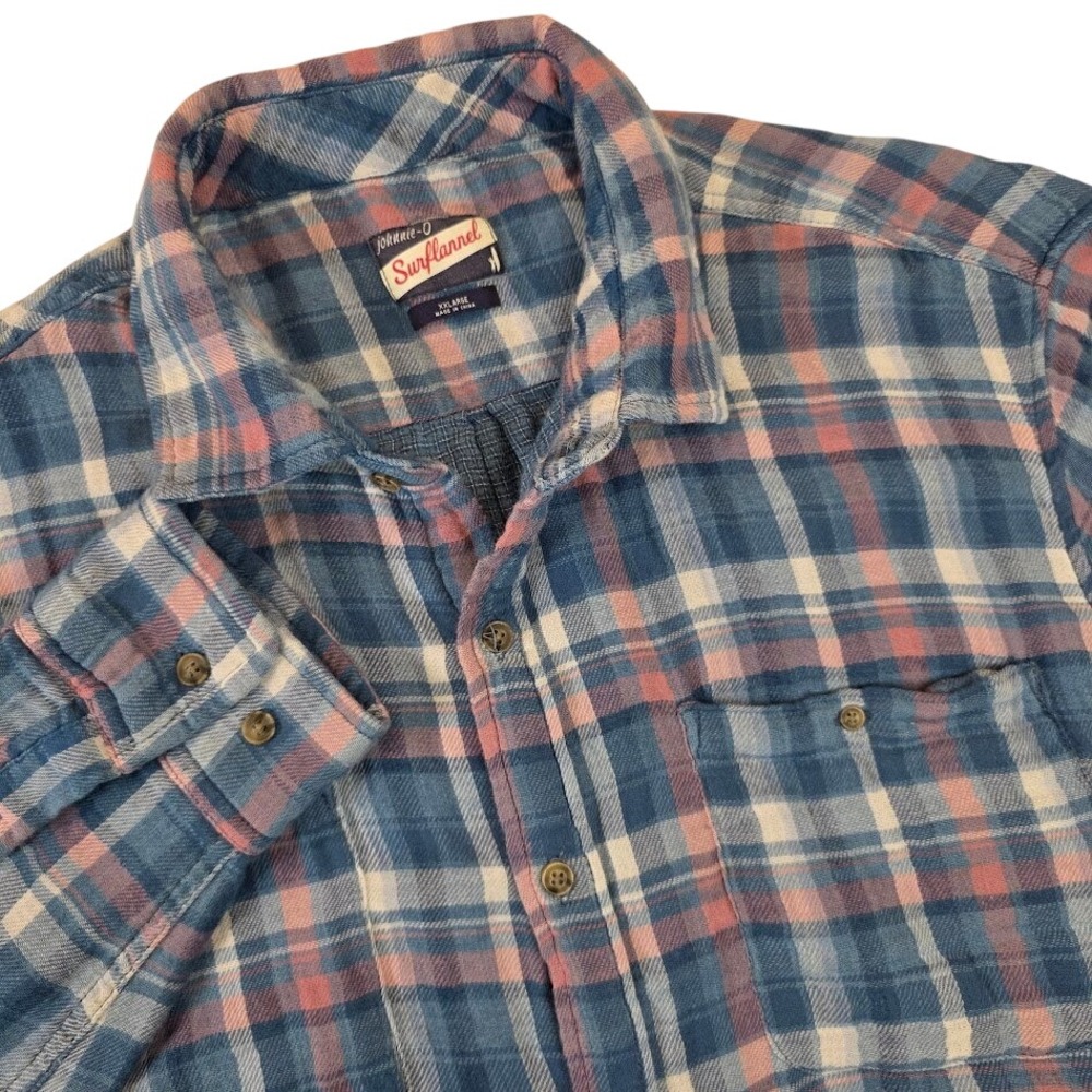 Johnnie-O Men's XXL Surflannel Shirt Indigo Plaid Jason JMJK1920 Cotton Shacket‎